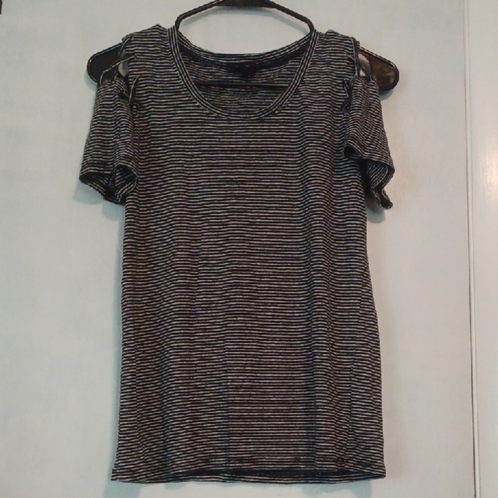 Jessica Simpson Black and White Striped Blouse